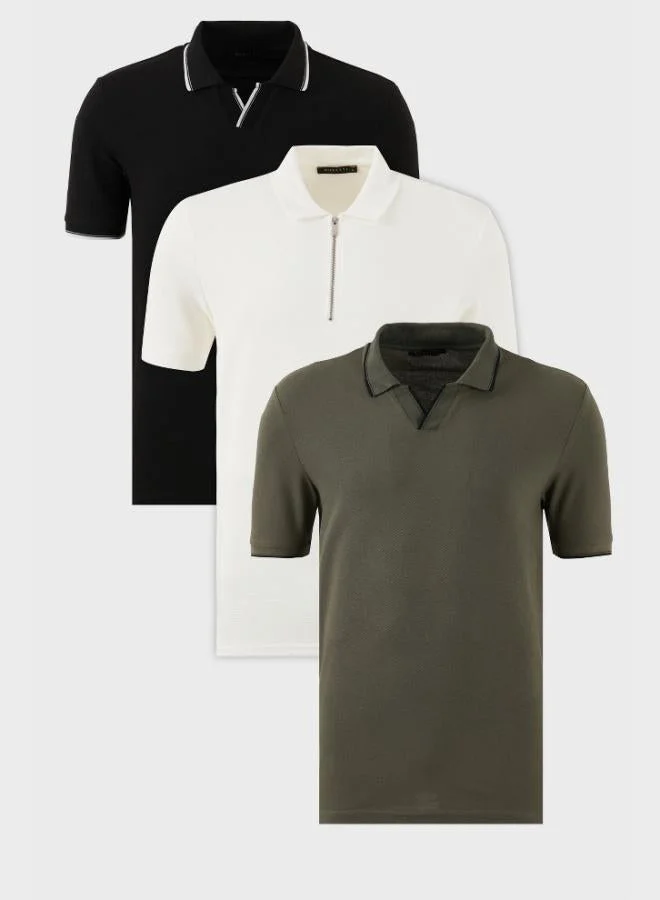 Buratti Buratti Cotton Regular Fit 3 Pack Polo Collar T Shirt Men's POLO COLLAR T SHIRT 590296415S3